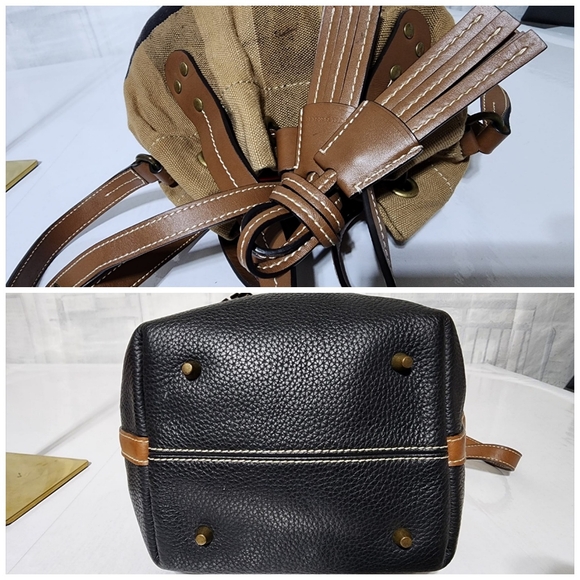 BURBERRY Grainy Calfskin House Check Canvas Small Heston Crossbody Beige/Black - Picture 10 of 13